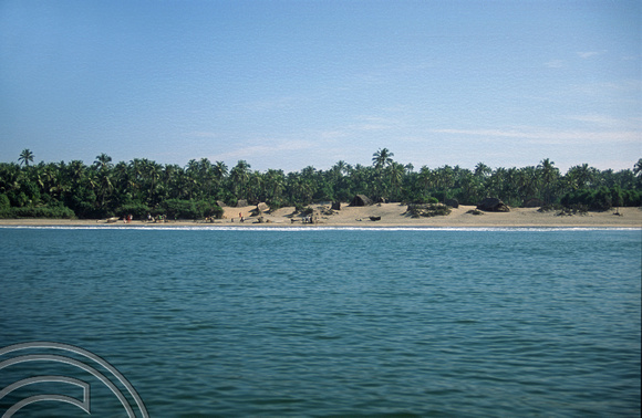 T4465. The beach from the sea. Arambol. Goa. India. December 1993.
