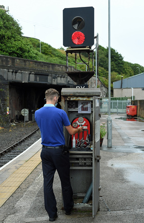 DG353783. Driver using a Tyer and Co token machine. Whitehaven. 11.8.2021.