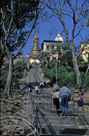 T3268. Steps to Monkey Temple. Kathmandu. Nepal. 1992.