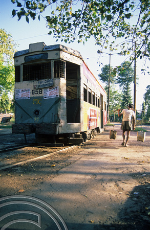 T6763. Tram 658. Terminus. Calcutta. W Bengal. India. 1998.
