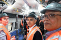 DG429575. Louise and Sadiq inspecting the new tube trains. Siemens. Goole. 3.10.2024.
