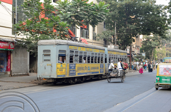 DG70393. Route 5 tram. Lenin Sarai. Calcutta. India. 17.12.10.