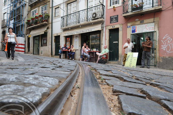 DG53216. Tram tracks. Calcada de Sao Vicente. Lisbon. Portugal. 2.6.10.