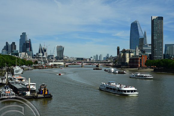 DG374531. River Thames and city of London from Waterloo bridge. London.  21.6.2022.