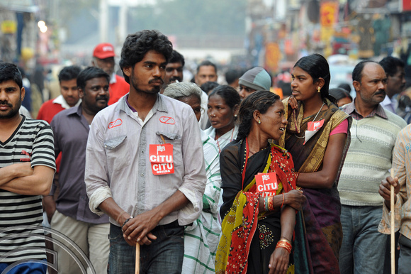 DG75302. CITU protestors. Paharganj. Delhi. India. 23.2.11.