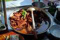 DG204953. Street food. Duck or pork with rice stall. Bangkok. Thailand. 5.2.15