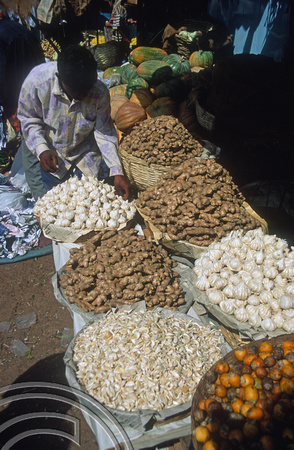 T5695. Stalls in the market. Mapusa. Goa. India. December 1995