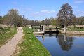 DG443742. St Katherine's lock on the river Wey. Guildford. Surrey. 7.4.2025.