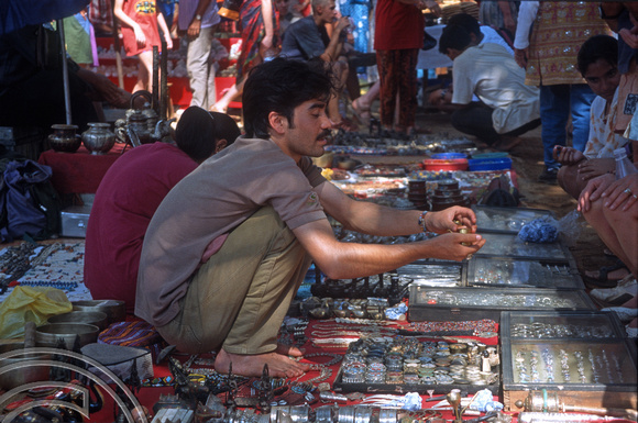 T5614. Bead stall. The flea market. Anjuna. Goa. India. December 1995