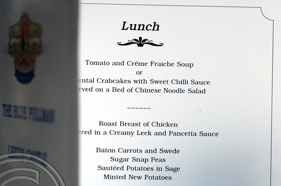 SDG06396. Lunch menu. The Blue Pullman. 3.5.06.