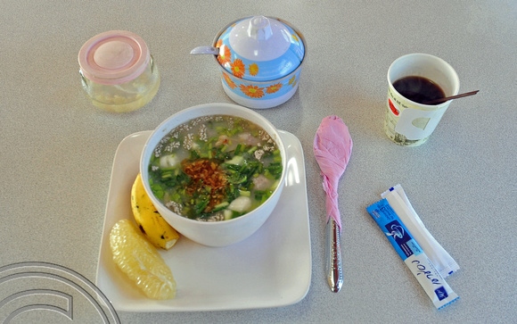 DG105678. Rice soup for breakfast. Thailand. 29.2.12.