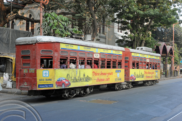 DG70376. Route 5 tram. Lenin Sarai. Calcutta. India. 17.12.10.