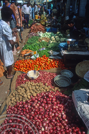 T5631. Vegetable stall in the market. Mapusa. Goa. India. December 1995