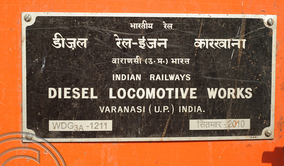 DG70242. Builders plate. WDG3a No 13650. Lucknow. India. 15.12.10.