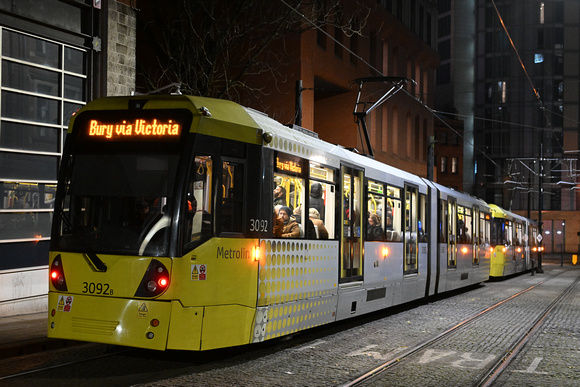 DG433497. Trams 3140. 3092. Shudehill. Manchester. 19.11.2024.