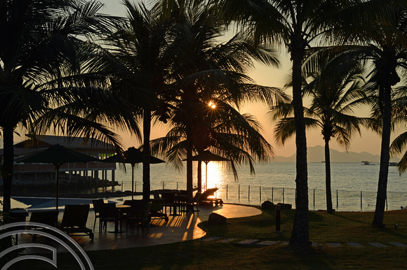 DG204461. Sunrise by the pool.Ocean residence. Kuah. Langkawi. Malaysia. 17.1.15