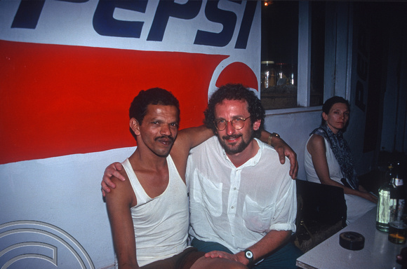 T5671. Umesh and I at the Prakash Bar. Arambol. Goa. India. December 1995