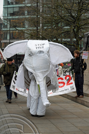 DG364964. Tiny anti HS2 demonstration. Piccadilly Gardens. Manchester. 24.1.2022.