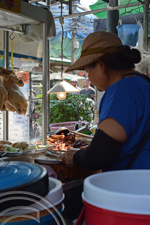 DG204951. Street food. Duck or pork with rice stall. Bangkok. Thailand. 5.2.15