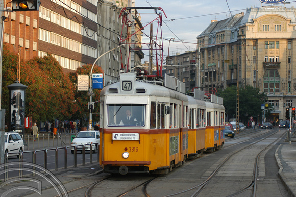 FDG1165. Trams 3816. 5959. 3818. Deák Ferenc tér. Budapest. Hungary. 29.9.04.