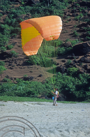 T5716. Paragliding on the little beach. Arambol. Goa. India. December 1995