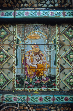 T5656. Tiles at Shri Shantadurga temple. Ponda. Goa. India. December 1995