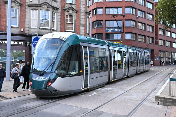 DG429960. Tram 225. Royal centre. Nottingham. 7.10.2024.