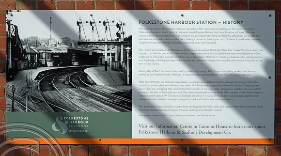 DG372083. History board.  Old harbour railway. Folkestone. Kent. 26.5.2022.