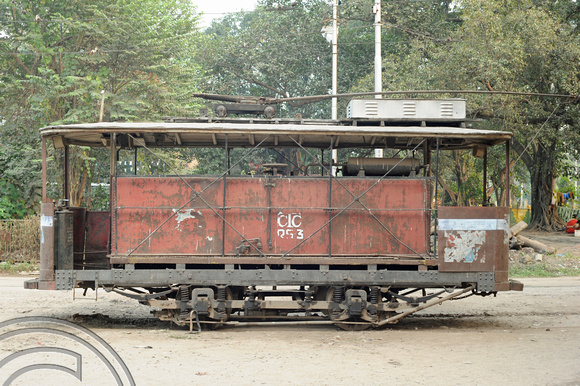 DG70414. Works tram at Esplanade. Calcutta. India. 17.12.10.