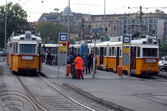 FDG1169. Trams 3469. 3898. Deák Ferenc tér. Budapest. Hungary. 29.9.04.
