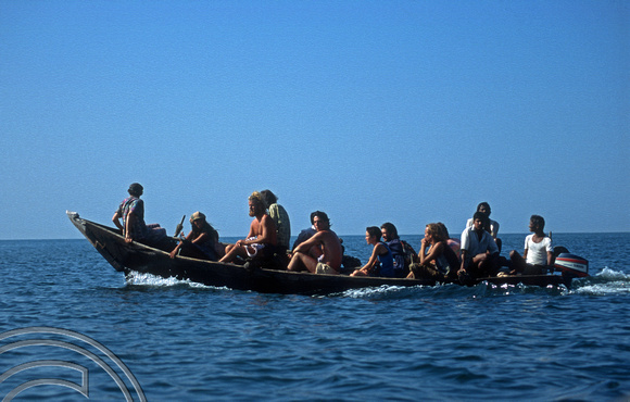 T5566. Taking the boat from Arambol to Anjuna. Goa. India. December 1995